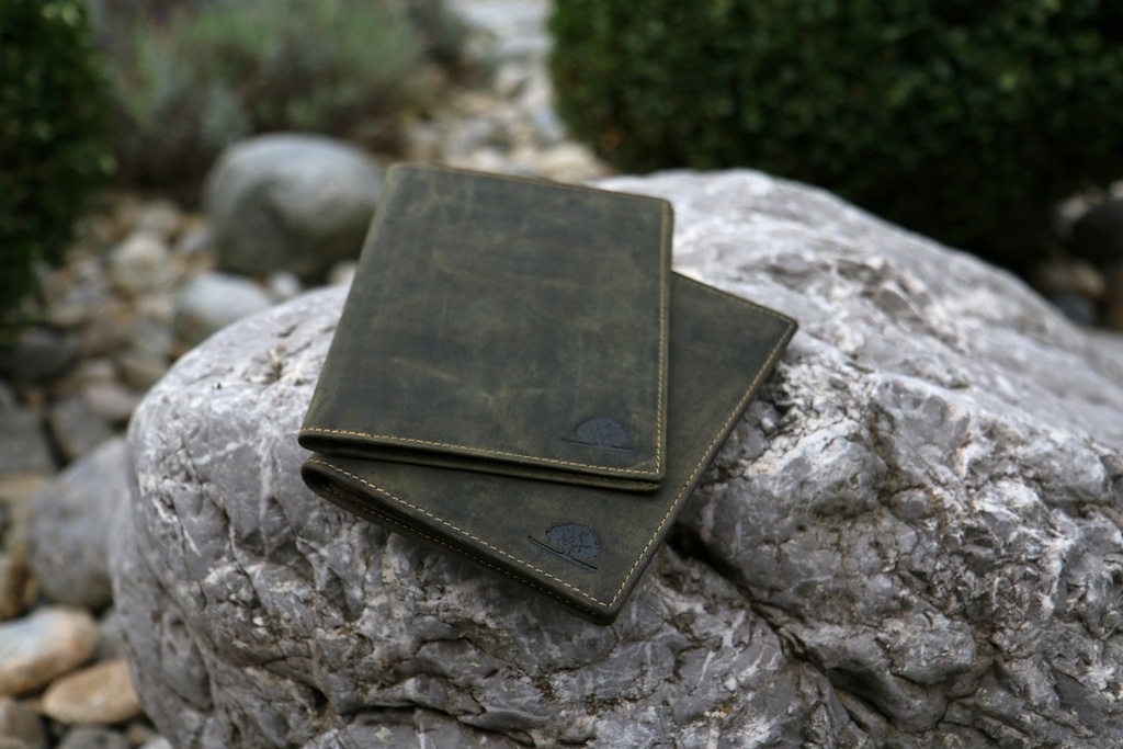 Vintage Ausweistasche Duo Oliv