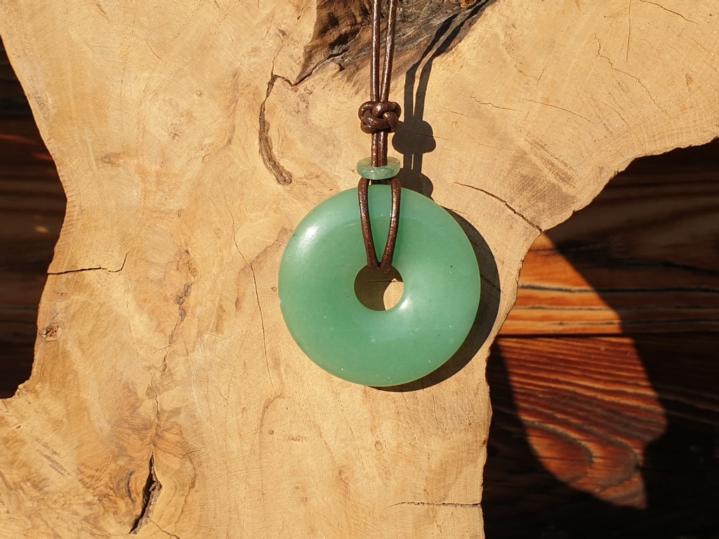 Aventurin Donut 5 cm Lederkette