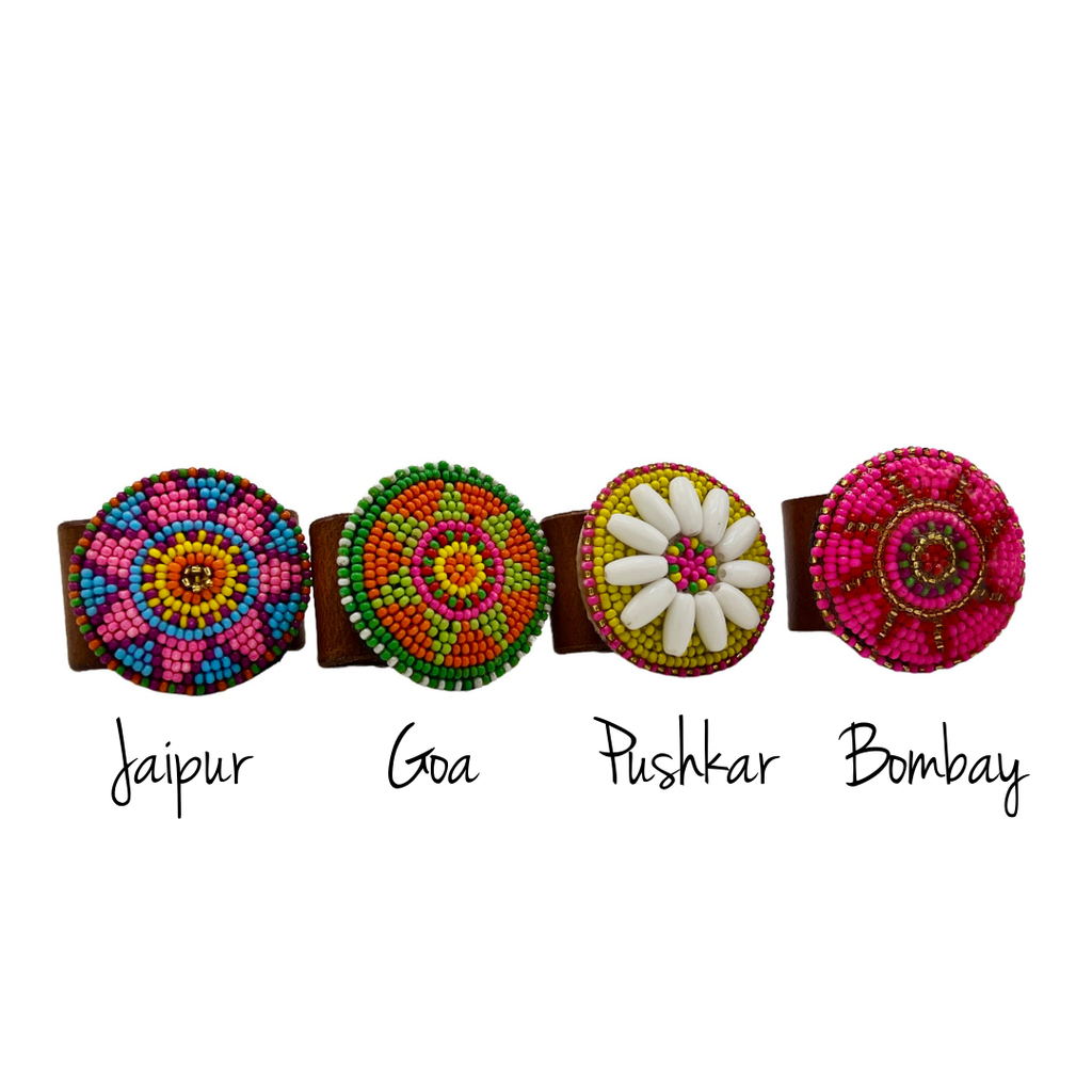 Perlen-Leder-Zier-Button