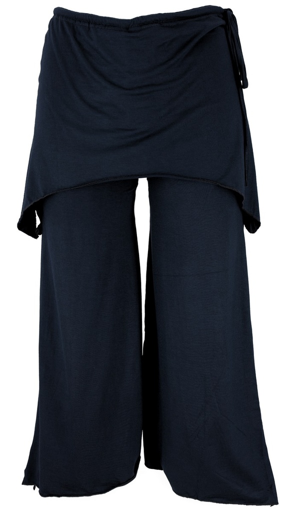 3/4 lange Hose mit ausgestelltem Bein und Rockteil darüber in Braun