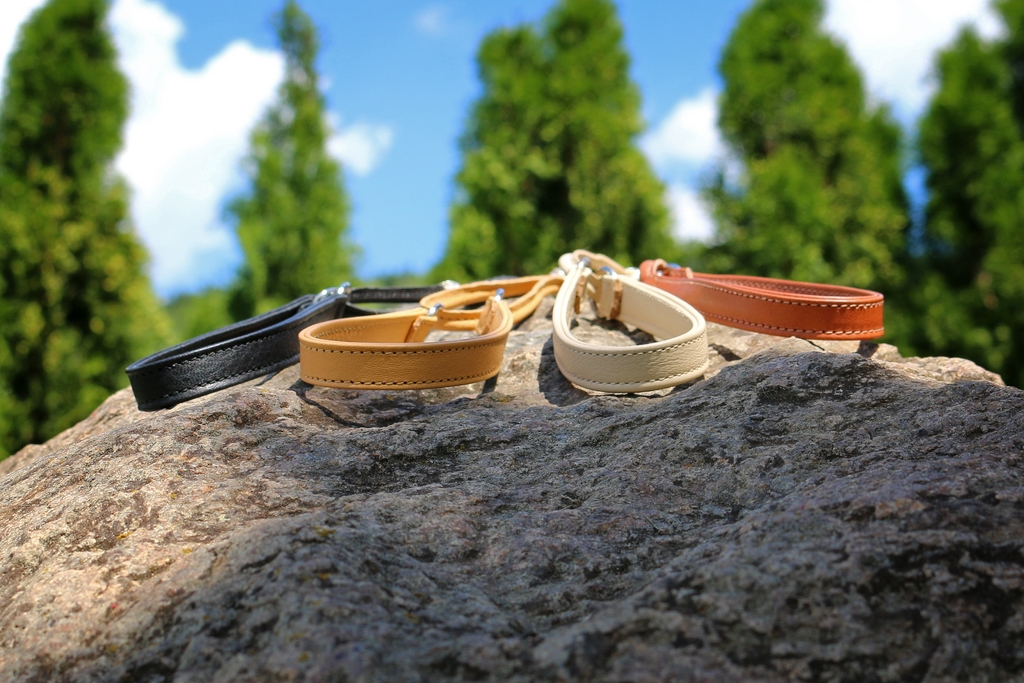 Showleinen in verschiedenen Farben auf einem Stein