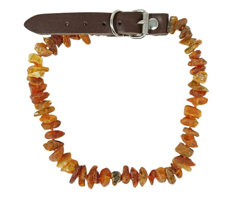 Halsband Bernstein Natur + Leder