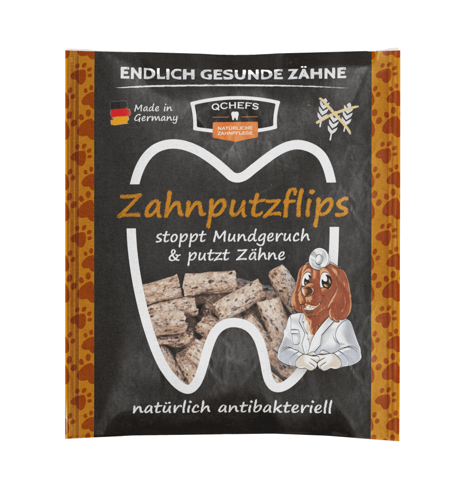 Verpackung mit Fenster, das Zahputzflips zeigt
