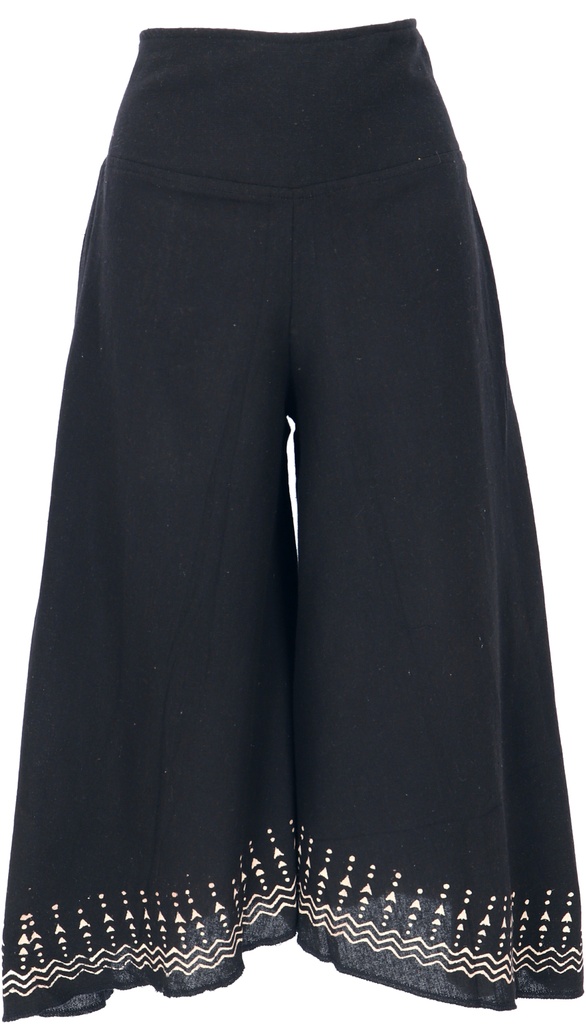 weite Sommerhose aus grober Leinenoptik in zart rosa 3/4 lang