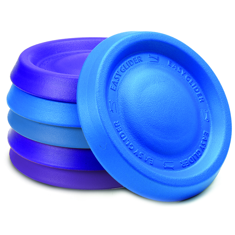 Runde blaue Flugscheibe aus weichem Material