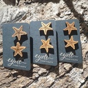 drei Paar Ohrstecker aus Holz in Seesternform