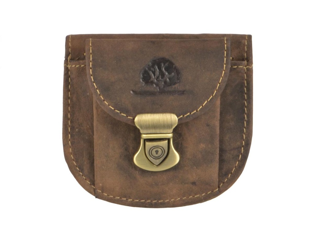 Sehr kleine Geldbörse mit Metall-Schiebe-Riegel in robustem Leder