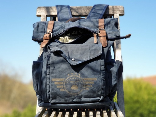 [BfL-5897-27] Vintage Aviator Backpack Blue Edition