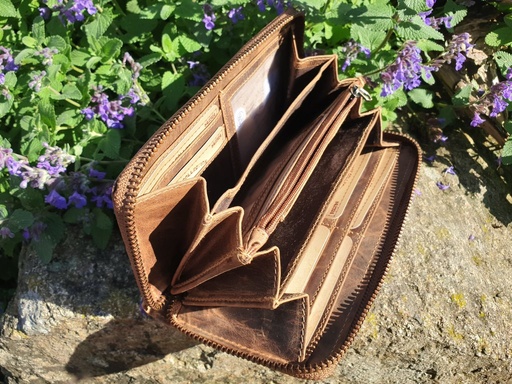 [BfL-820-25] Vintage Langbörse + RFID-Schutz