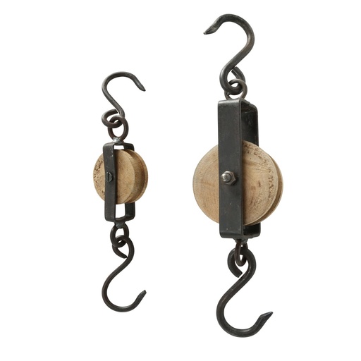 [Bltz-1020393] Garderobenhaken Set aus Mangoholz und Eisen