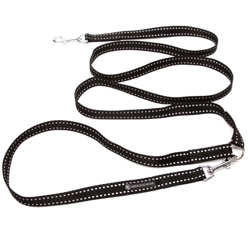 Verstellbare Leine Schwarz/Reflex 225 cm x 2 cm