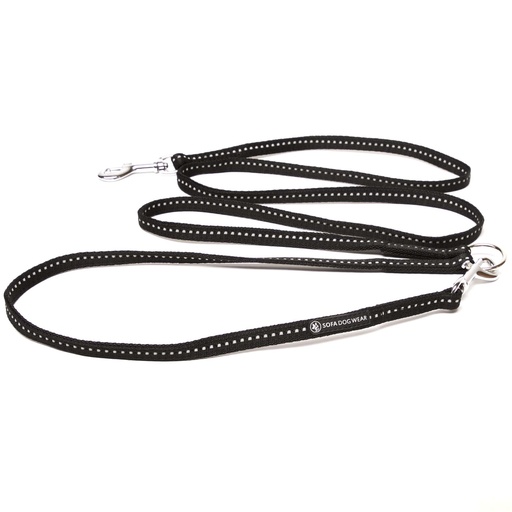 Verstellbare Leine Schwarz/Reflex 225 cm x 1,25 cm