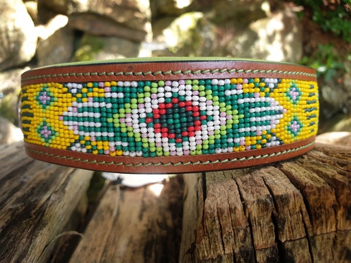 Lederhalsband Aztec Yellow