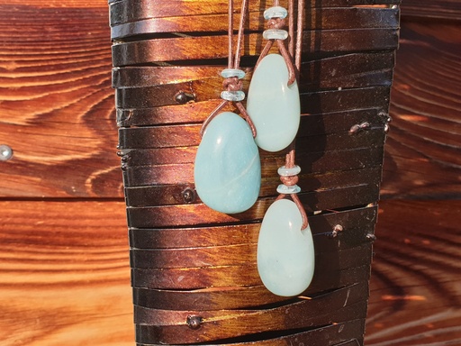 [RL-223-004] Amazonit Lederkette