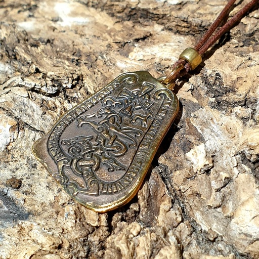 Bronzeanhänger an Lederkette in Freeform mit Tierdarstellungen